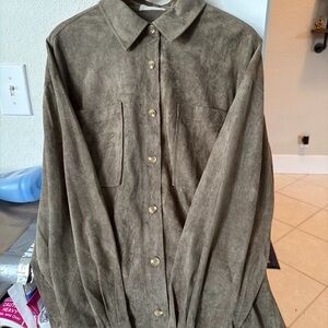 Alter’d State Brown Faux Suede Button Down Shirt Jacket